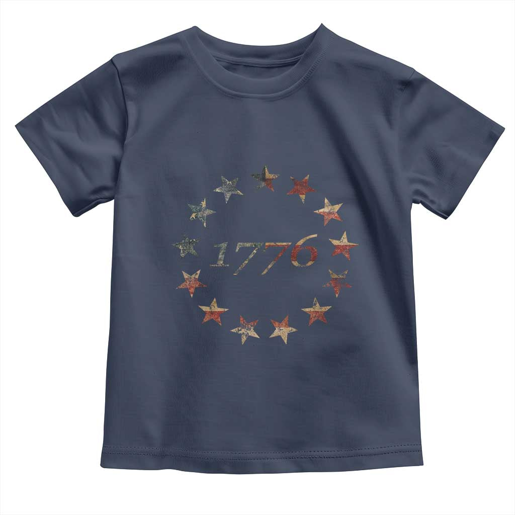 13 Star Flag Betsy Ross Distressed American Flag 1776 USA Toddler T Shirt 4th Of July TS11 Navy Print Your Wear