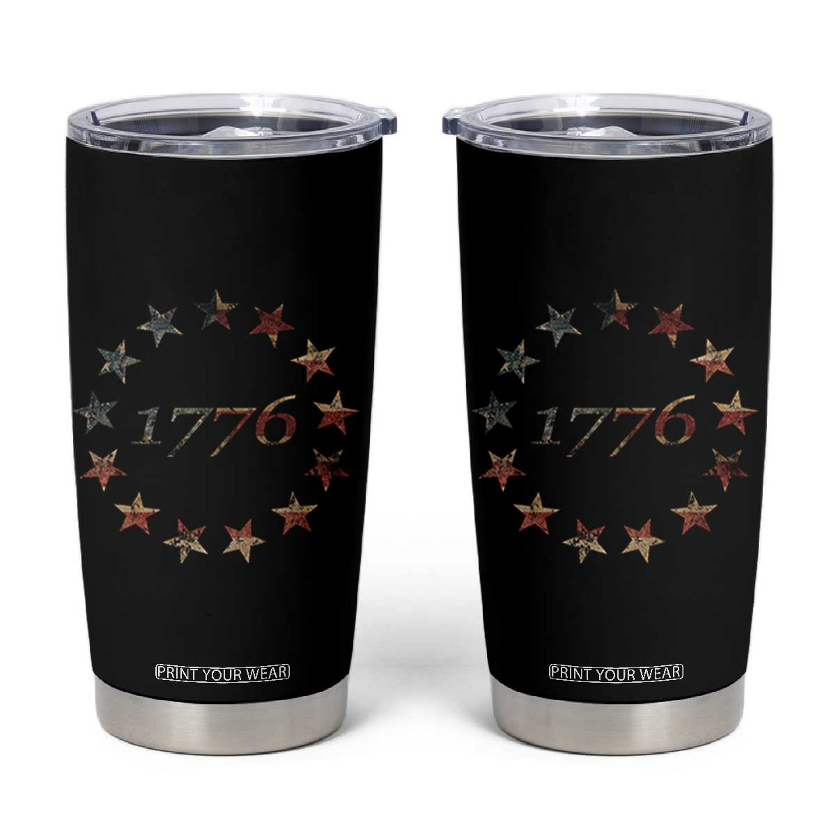 13 Star Flag Betsy Ross Distressed American Flag 1776 USA Tumbler Cup 4th Of July TS11 Black Print Your Wear
