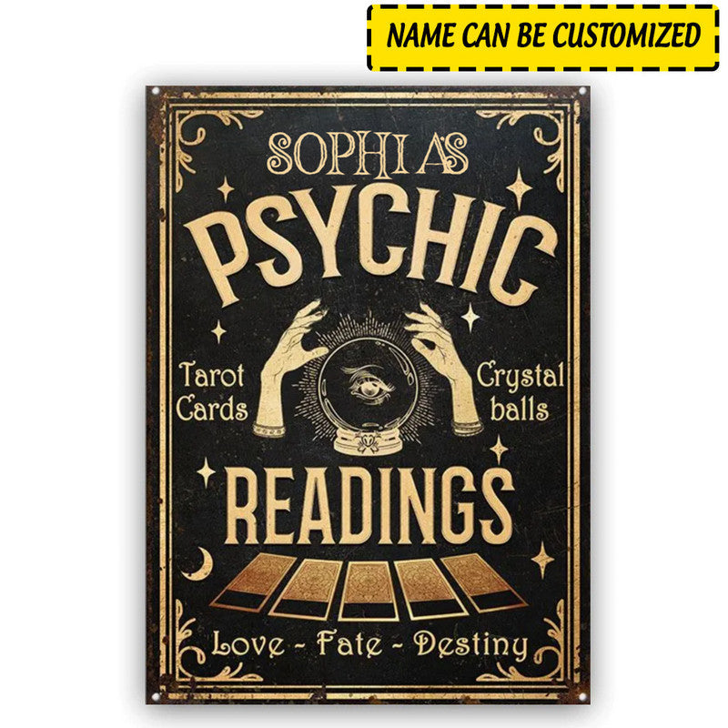 Halloween Personalized Metal Signs Tarot Psychic Readings Crystal Ball CTM One Size 24x18 inch (60.96x45.72 cm) Custom - Printyourwear