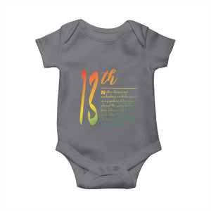 13th Amendment of U.S. Constitution Baby Onesie Juneteenth Black History TS11 Charcoal Print Your Wear