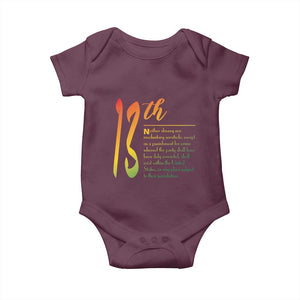 13th Amendment of U.S. Constitution Baby Onesie Juneteenth Black History TS11 Maroon Print Your Wear