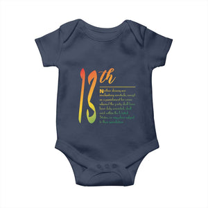 13th Amendment of U.S. Constitution Baby Onesie Juneteenth Black History TS11 Navy Print Your Wear