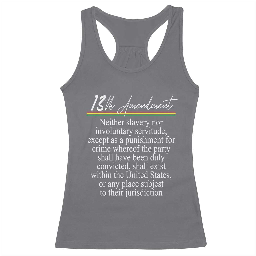13th Amendment of U.S. Constitution Racerback Tank Top Juneteenth 1865 Black History TS11 Charcoal Print Your Wear