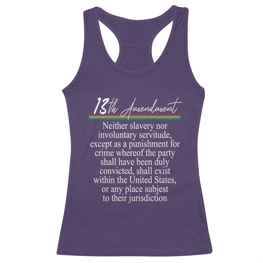 13th Amendment of U.S. Constitution Racerback Tank Top Juneteenth 1865 Black History TS11 Purple Print Your Wear