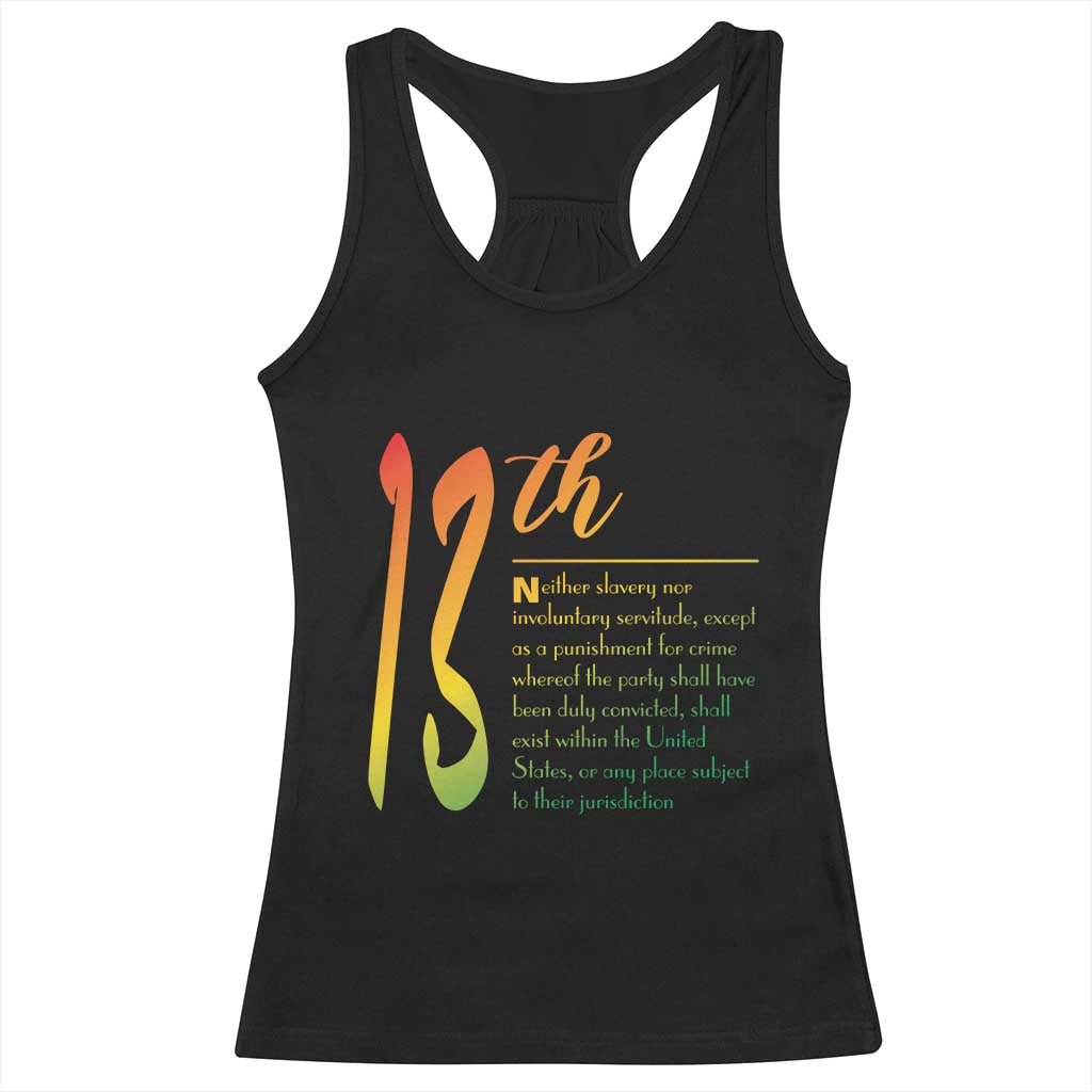 13th Amendment of U.S. Constitution Racerback Tank Top Juneteenth Black History TS11 Black Print Your Wear