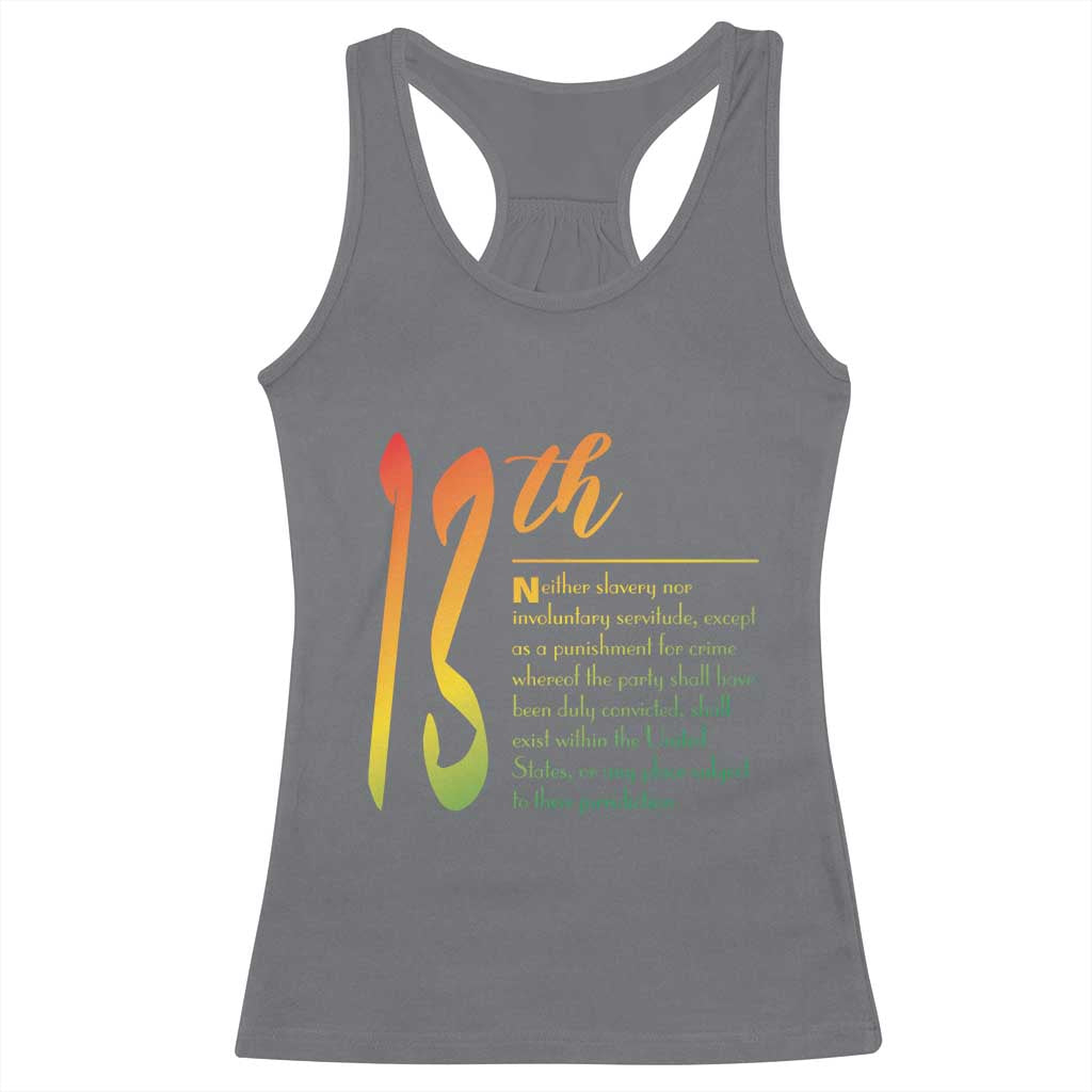 13th Amendment of U.S. Constitution Racerback Tank Top Juneteenth Black History TS11 Charcoal Print Your Wear