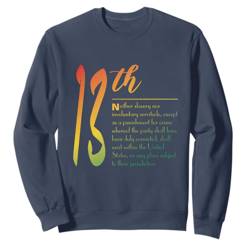 13th Amendment of U.S. Constitution Sweatshirt Juneteenth Black History TS11 Navy Print Your Wear