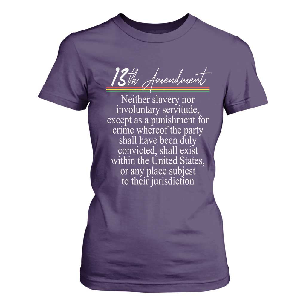 13th Amendment of U.S. Constitution T Shirt For Women Juneteenth 1865 Black History TS11 Purple Print Your Wear