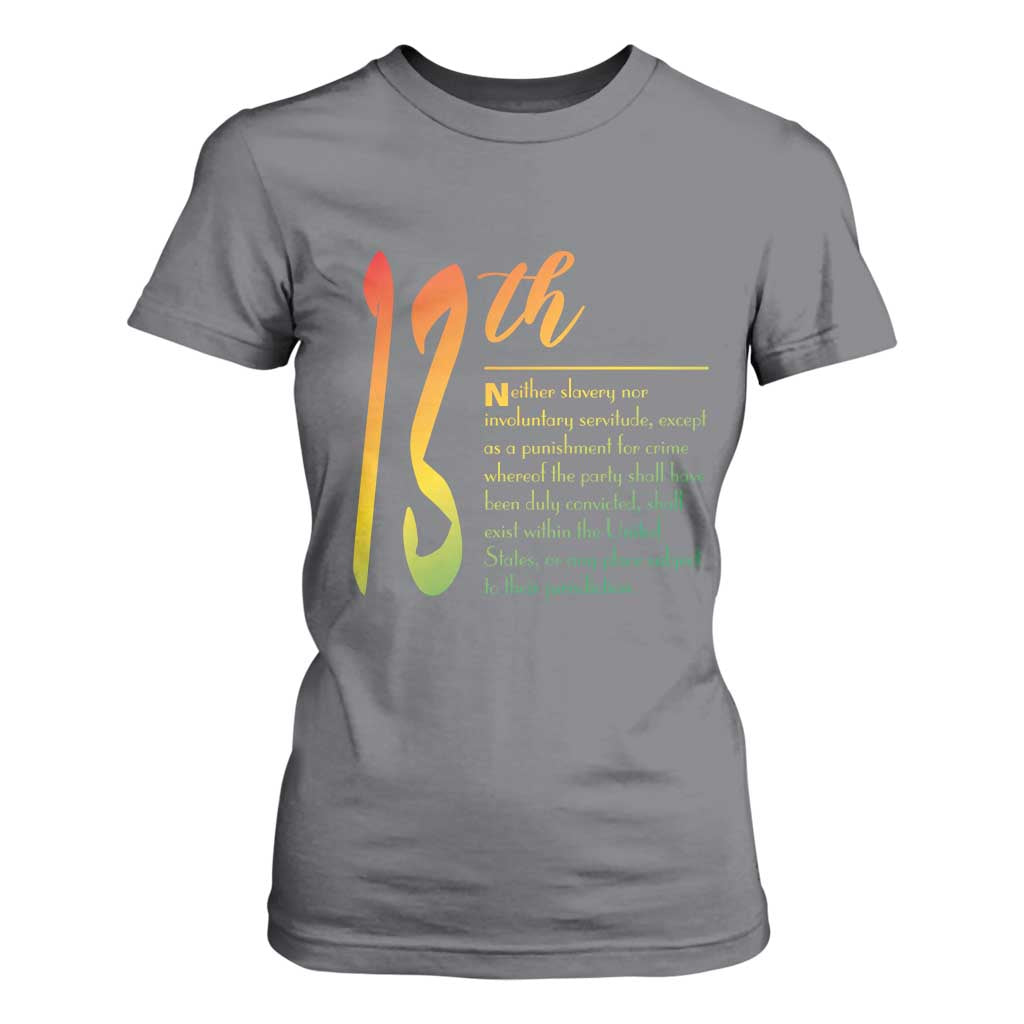 13th Amendment of U.S. Constitution T Shirt For Women Juneteenth Black History TS11 Charcoal Print Your Wear