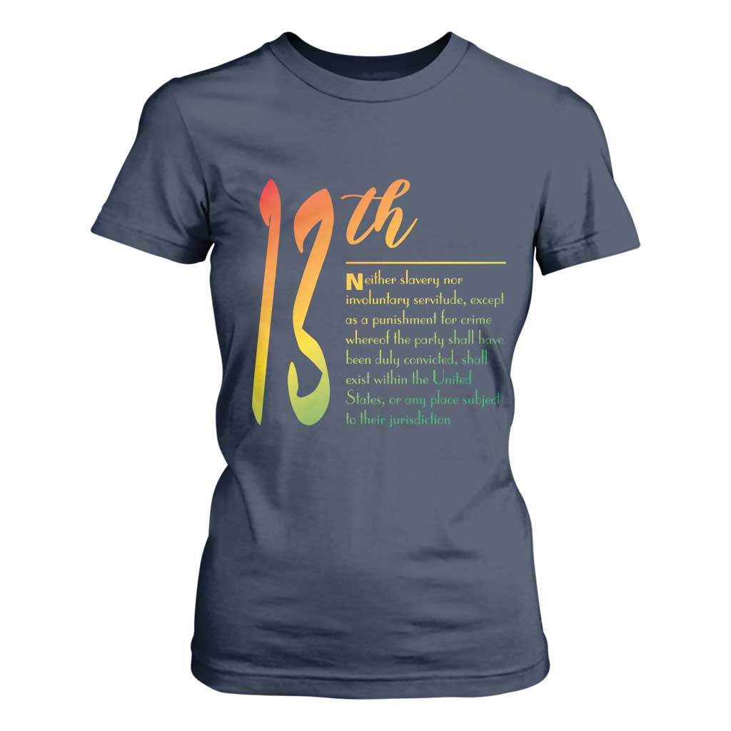 13th Amendment of U.S. Constitution T Shirt For Women Juneteenth Black History TS11 Navy Print Your Wear