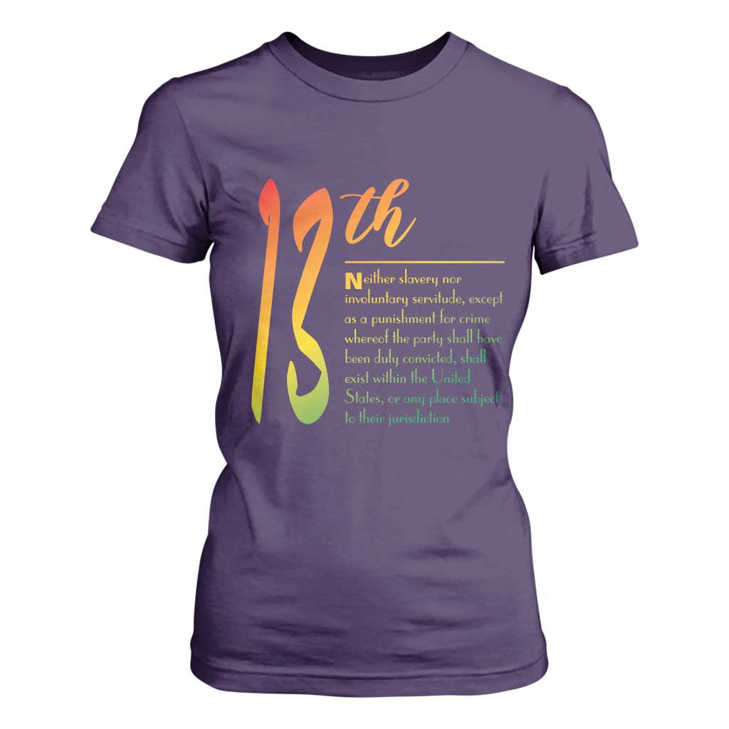 13th Amendment of U.S. Constitution T Shirt For Women Juneteenth Black History TS11 Purple Print Your Wear