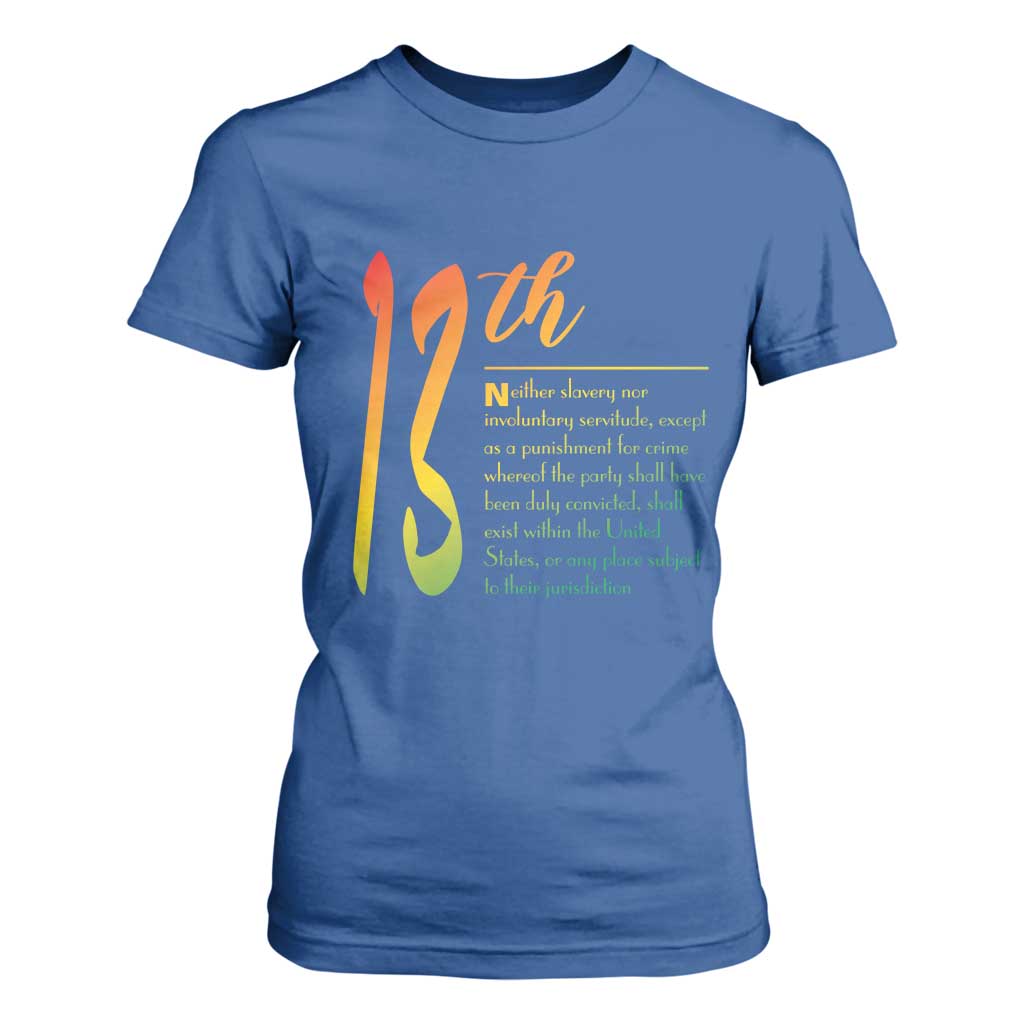 13th Amendment of U.S. Constitution T Shirt For Women Juneteenth Black History TS11 Royal Blue Print Your Wear