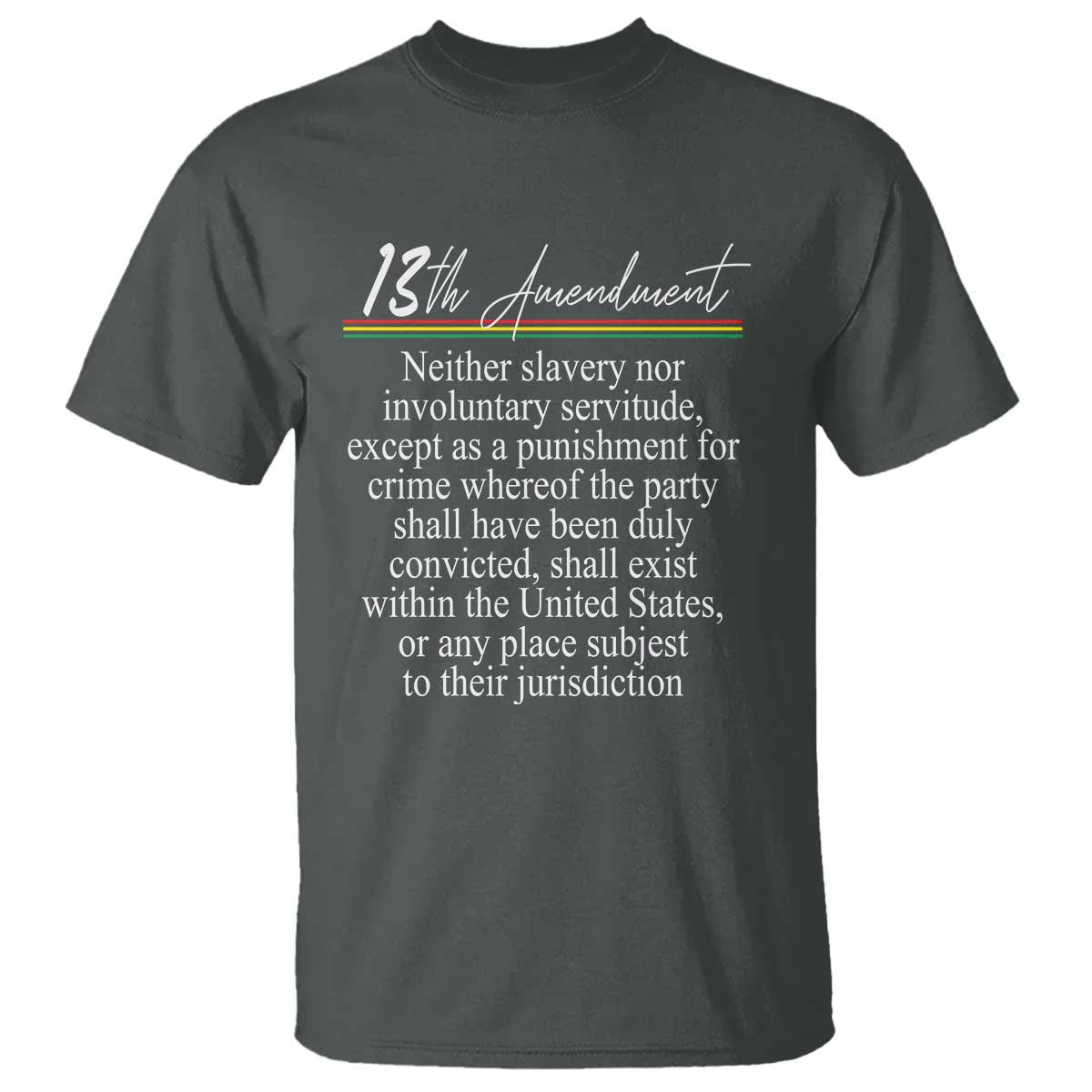 13th Amendment of U.S. Constitution T Shirt Juneteenth 1865 Black History TS11 Dark Heather Print Your Wear