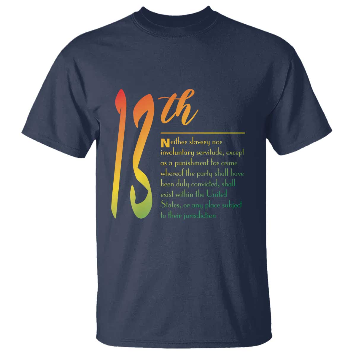 13th Amendment of U.S. Constitution T Shirt Juneteenth Black History TS11 Navy Print Your Wear