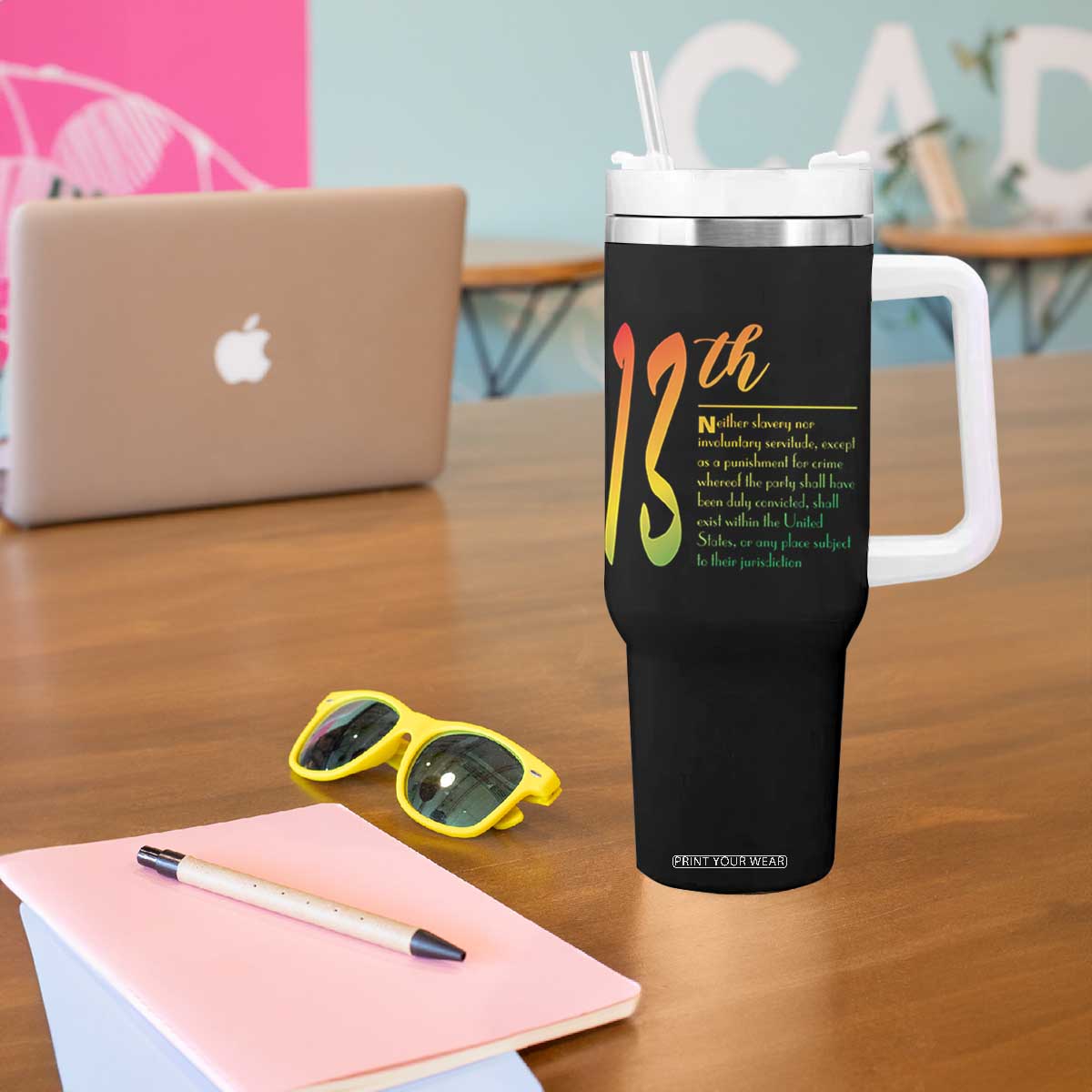 13th Amendment of U.S. Constitution Tumbler With Handle Juneteenth Black History TS11 Print Your Wear