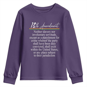 13th Amendment of U.S. Constitution Youth Sweatshirt Juneteenth 1865 Black History TS11 Purple Print Your Wear