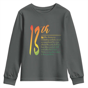 13th Amendment of U.S. Constitution Youth Sweatshirt Juneteenth Black History TS11 Dark Heather Print Your Wear