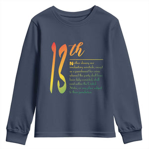 13th Amendment of U.S. Constitution Youth Sweatshirt Juneteenth Black History TS11 Navy Print Your Wear