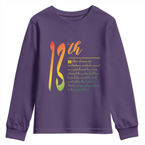 13th Amendment of U.S. Constitution Youth Sweatshirt Juneteenth Black History TS11 Purple Print Your Wear
