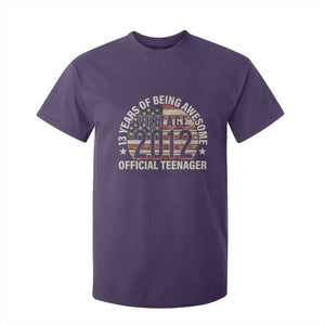13th Birthday T Shirt For Kid Vintage 2012 Official Teenager 13 Years Of Being Awesome American Flag TS11 Purple Print Your Wear
