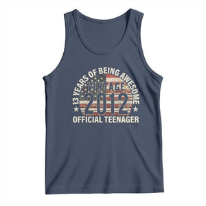 13th Birthday Tank Top Vintage 2012 Official Teenager 13 Years Of Being Awesome American Flag TS11 Navy Print Your Wear