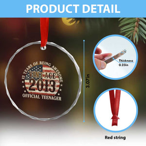 13th Birthday 2026 Crystal Glass Ornament Vintage 2013 Official Teenager 13 Years Of Being Awesome TS11 Print Your Wear
