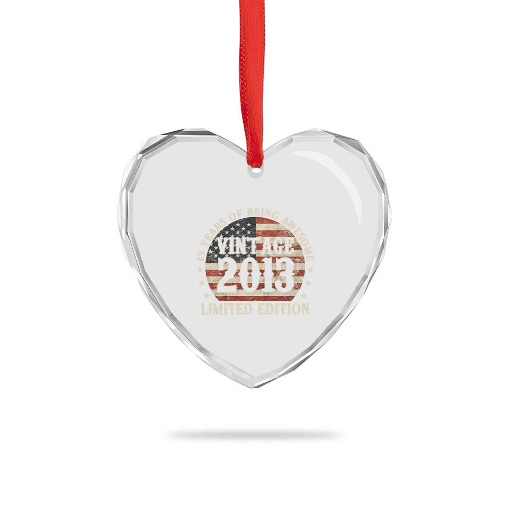 13th Birthday 2026 Heart Crystal Glass Ornament Vintage 2013 Limited Edition 13 Years Of Being Awesome TS11 Print Your Wear