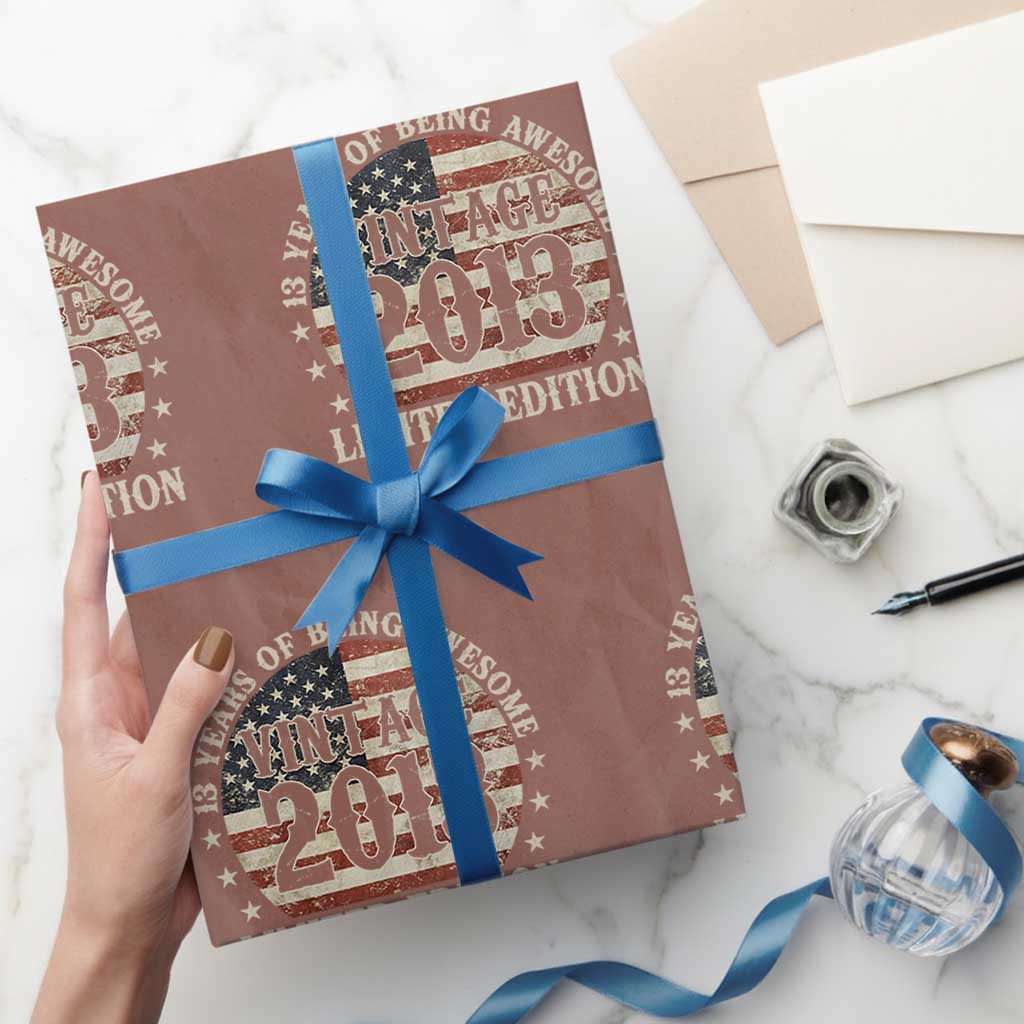 13th Birthday 2026 Wrapping Paper Roll Vintage 2013 Limited Edition 13 Years Of Being Awesome TS11 Mocha Print Your Wear