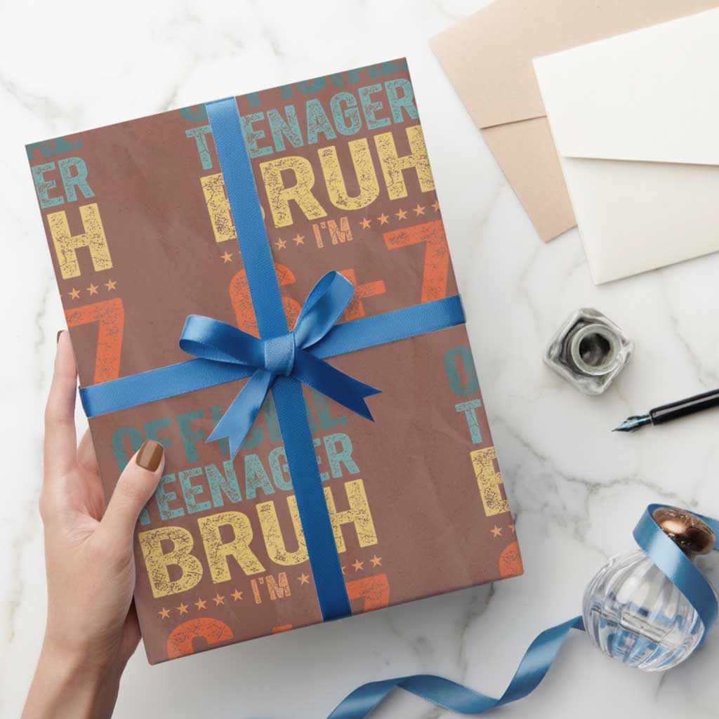 13th Birthday 67 Meme Wrapping Paper Roll Official Teenager Bruh I Am Six Seven Retro 13 Years Old TS11 Mocha Print Your Wear