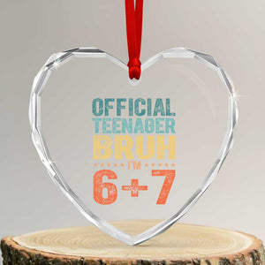 13th Birthday 67 Meme Heart Crystal Glass Ornament Official Teenager Bruh I Am Six Seven Retro 13 Years Old TS11 Transparent Glass 3'' Heart Print Your Wear