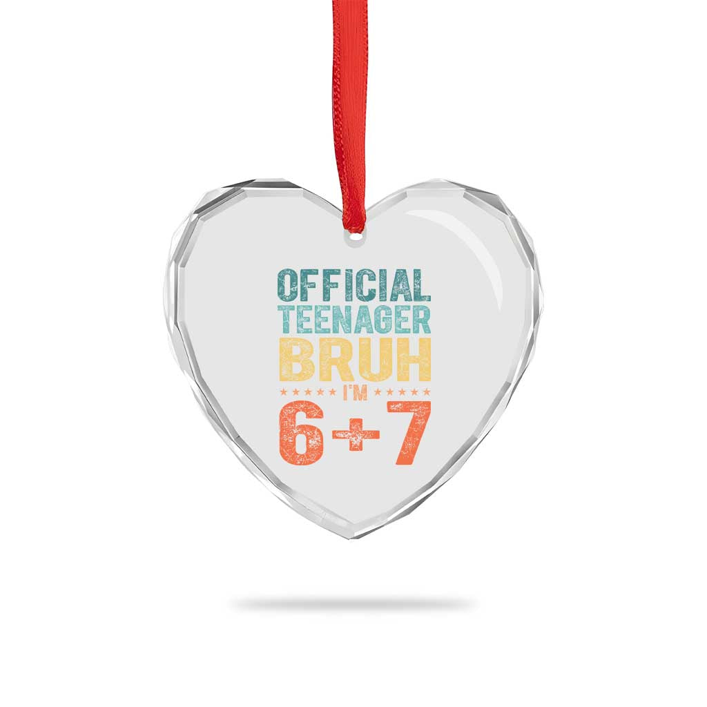 13th Birthday 67 Meme Heart Crystal Glass Ornament Official Teenager Bruh I Am Six Seven Retro 13 Years Old TS11 Print Your Wear