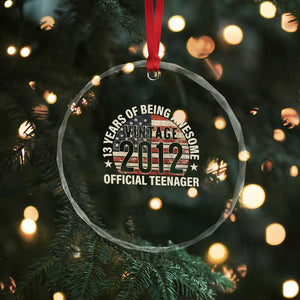 13th Birthday Crystal Glass Ornament Vintage 2012 Official Teenager 13 Years Of Being Awesome American Flag - Print Your Wear