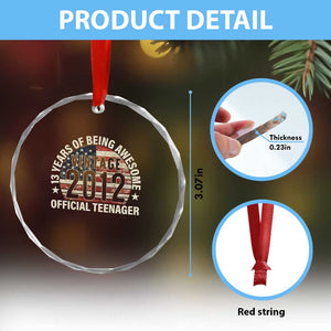 13th Birthday Crystal Glass Ornament Vintage 2012 Official Teenager 13 Years Of Being Awesome American Flag TS11 Print Your Wear