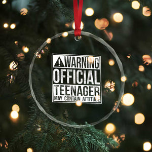 13th Birthday Crystal Glass Ornament Warning Official Teenager Boy 13yr TS10 Print Your Wear