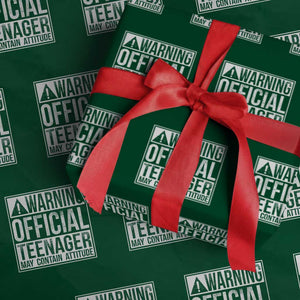 13th Birthday Wrapping Paper Roll Warning Official Teenager Boy 13yr TS10 Green Print Your Wear