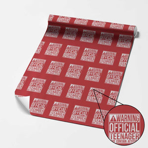 13th Birthday Wrapping Paper Roll Warning Official Teenager Boy 13yr TS10 Red Print Your Wear