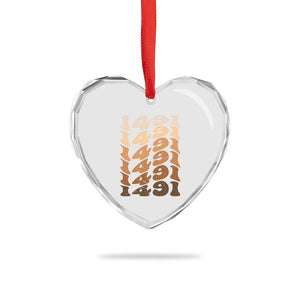 1491 Indigenous Peoples Day Heart Crystal Glass Ornament Native American Heritage Pride