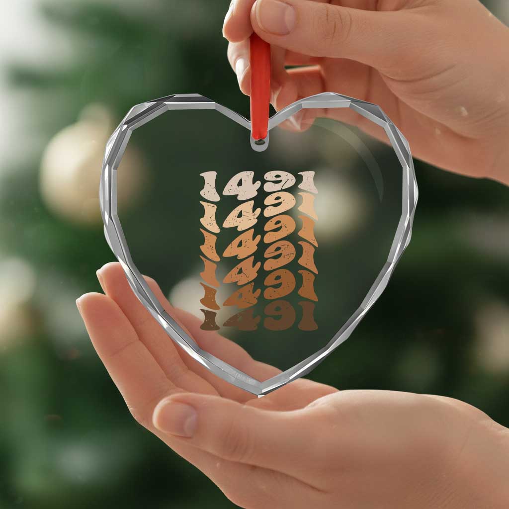 1491 Indigenous Peoples Day Heart Crystal Glass Ornament Native American Heritage Pride