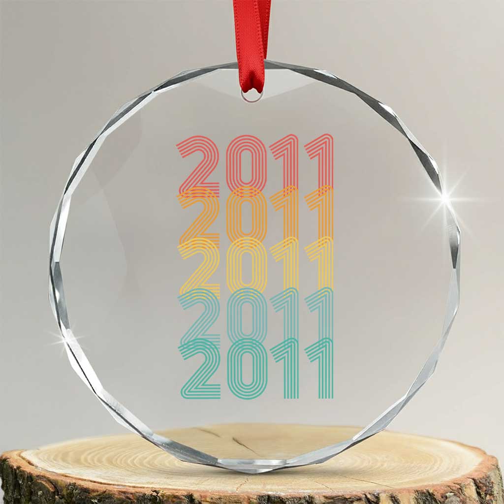 15th Birthday Crystal Glass Ornament Vintage 2011 Retro 15 Years Old Birthday TS11 Transparent Glass 3'' Circle Print Your Wear