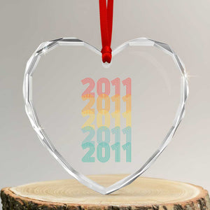 15th Birthday Heart Crystal Glass Ornament Vintage 2011 Retro 15 Years Old Birthday