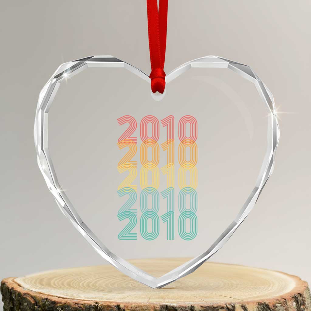 16th Birthday Heart Crystal Glass Ornament Vintage 2010 Retro 16 Years Old Birthday TS11 Transparent Glass 3'' Heart Print Your Wear