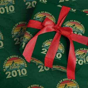 16th Birthday Wrapping Paper Roll Vintage 2010 Limited Edition 16 Year Old Gift TS10 Green Print Your Wear