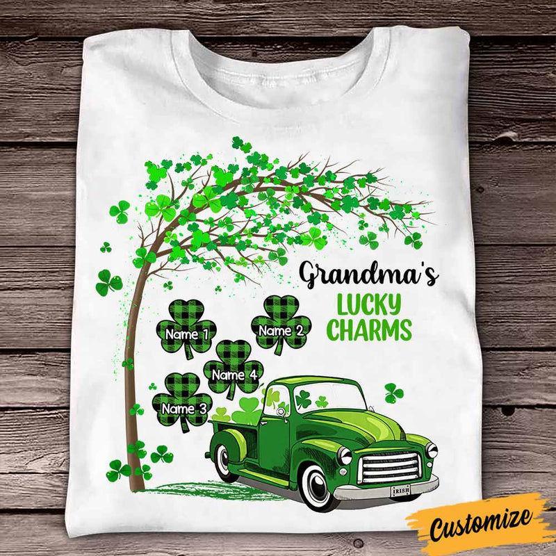 Personalized St Patricks Day Mom Grandma T Shirt Shamrock Truck CTM Custom - Printyourwear