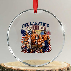 1776 America Declaration Daddies Patriotic Crystal Glass Ornament Funny Buff Founding Fathers Muscular Patriots
