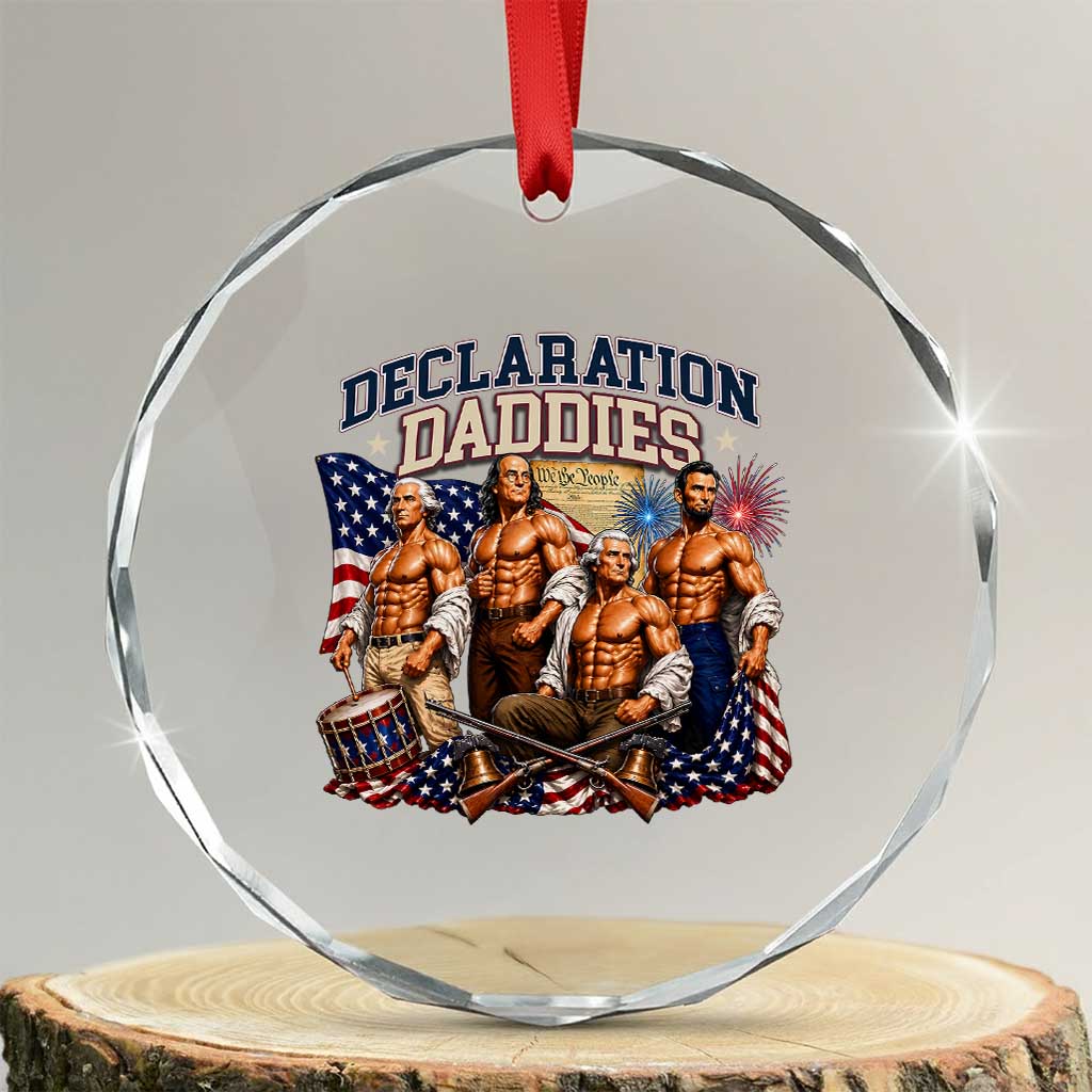 1776 America Declaration Daddies Patriotic Crystal Glass Ornament Funny Buff Founding Fathers Muscular Patriots TS02 Transparent Glass 3'' Circle Print Your Wear