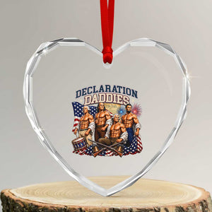 1776 America Declaration Daddies Patriotic Heart Crystal Glass Ornament Funny Buff Founding Fathers Muscular Patriots
