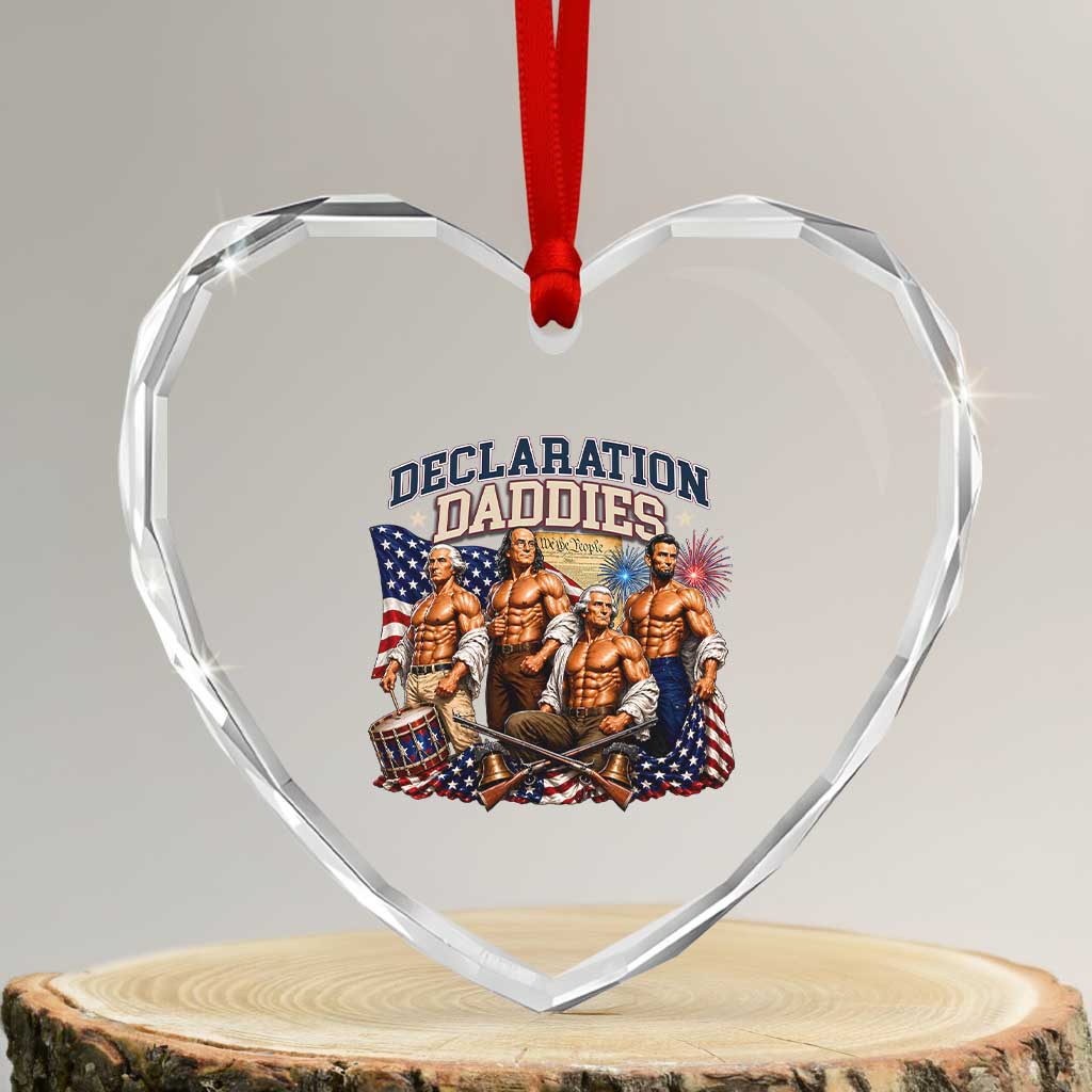 1776 America Declaration Daddies Patriotic Heart Crystal Glass Ornament Funny Buff Founding Fathers Muscular Patriots TS02 Transparent Glass 3'' Heart Print Your Wear