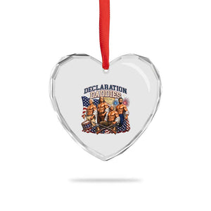 1776 America Declaration Daddies Patriotic Heart Crystal Glass Ornament Funny Buff Founding Fathers Muscular Patriots
