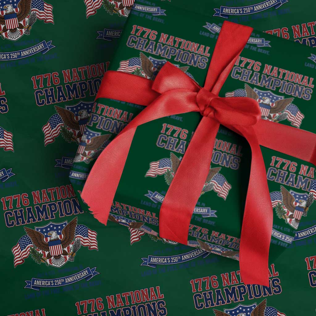 1776 National Champions 250th Anniversary USA Wrapping Paper Roll Land Of The Free Home Of The Brave