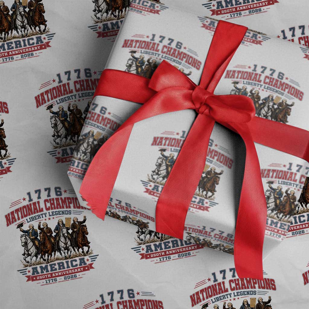 1776 National Champions Liberty Legends Vintage Wrapping Paper Roll Horseback Founding Fathers America 250th Anniversary